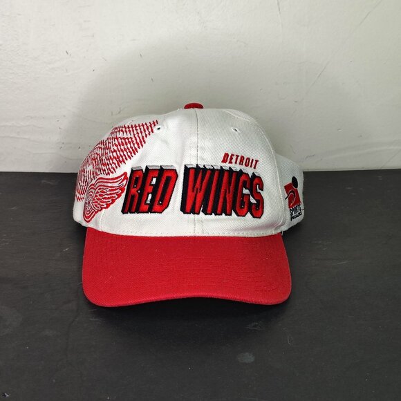 VINTAGE Detroit Red Wings Sports Specialties Hat Cap Snap Back Shadow Logo White - Picture 1 of 13
